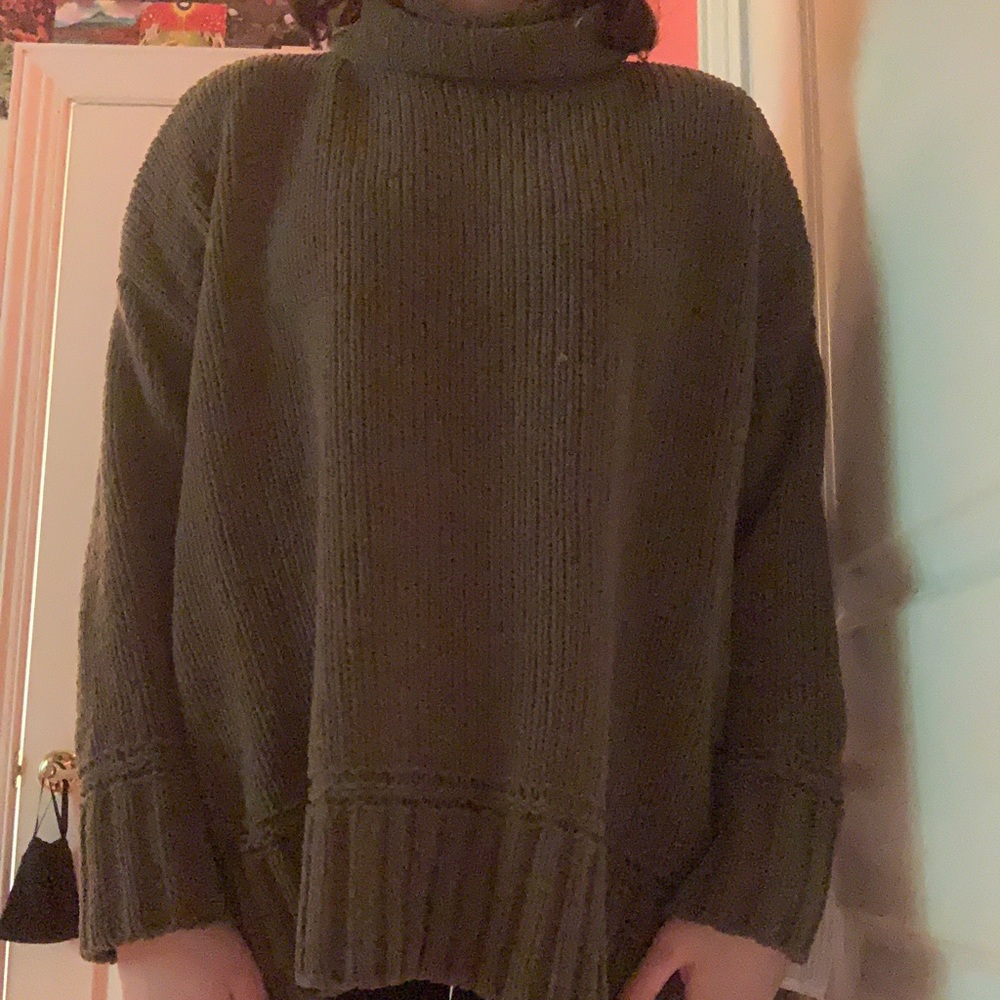 green sweater